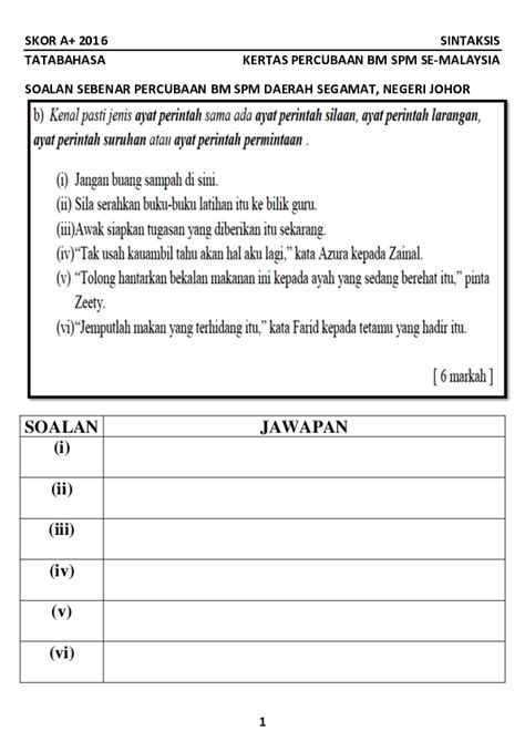 Soalan Bm Spm 2016  Contoh soalan peperiksaan bahasa melayu spm kertas
