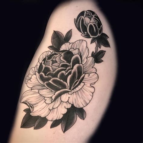 Blackwork Floral Tattoo By Barham