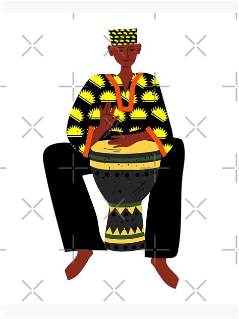 Nwoke Oma African Man Playing Drums Wearing Half Of A Yellow Sun