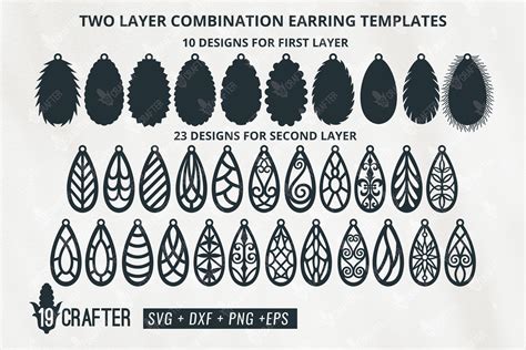 Two Layer Tear Drop Shape Earring Templates Svg Bundle