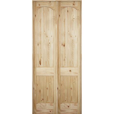 80 Tall 2 Panel Arch V Groove Knotty Pine Interior Prehung Double