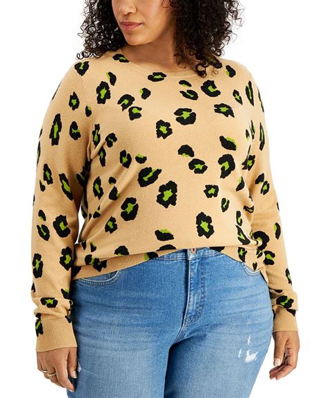 Style And Co Plus Size Cheetah Print Sweater Created For Macys Macys