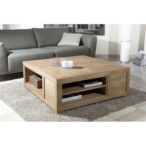 Table basse novy avec tablette alinéa : table basse carrée avec rangement | Idées de Décoration ...