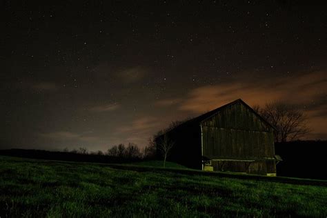 Hd Wallpaper Dark Hut Lawn Night Sky Stars Barn Rural Scene