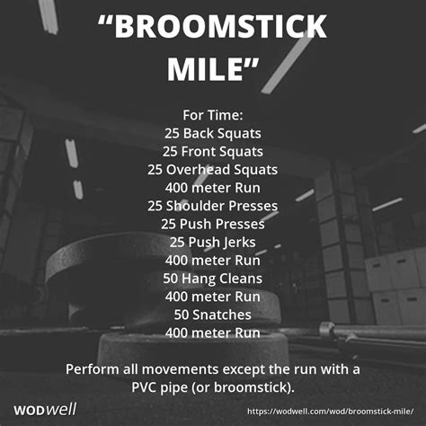 Broomstick Mile Workout Brand X Benchmark WOD WODwell Crossfit Workouts At Home Crossfit