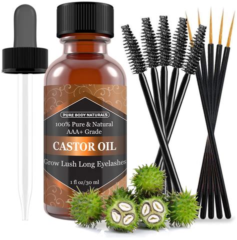 Organic Castor Oil For Eyelash And Eyebrow Growth 1 Fl Oz By Pure Body