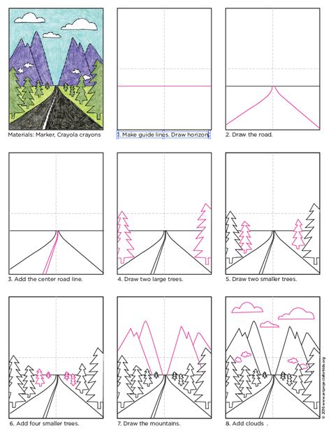 How To Draw Perspective Landscape Art Projects For Kids