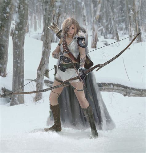 Artstation Winter Archer Yu Chao Cheng Fantasy Female Warrior