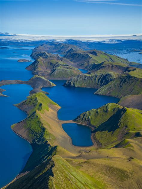 Lake Langisjór Blue Glacial Lakes Landmannalaugar Iceland Highlands