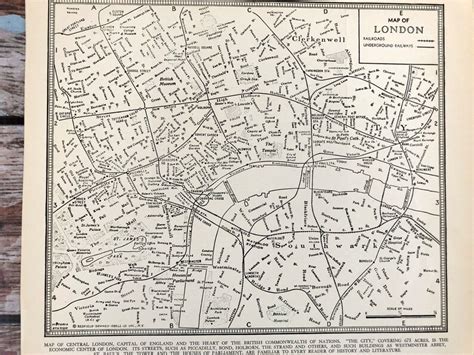 1937 Map Of London England London City Map Historical Etsy