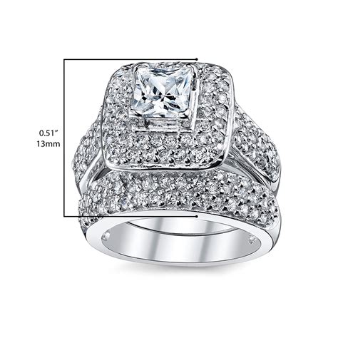 Womens 1 Carat 925 Wedding Engagement Ring Princess Cut Cubic Zirconia