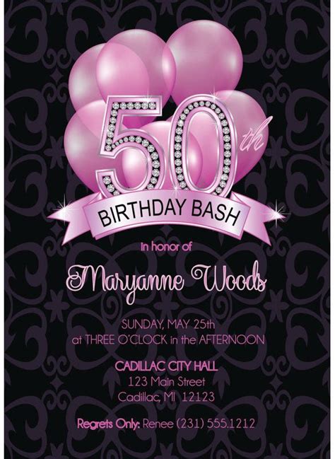 Female 50th Birthday Invitation Templates Template Terrific Toolkit