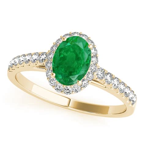 Maulijewels 070 Ct Diamond And Oval Shaped Emerald Engagement Ring