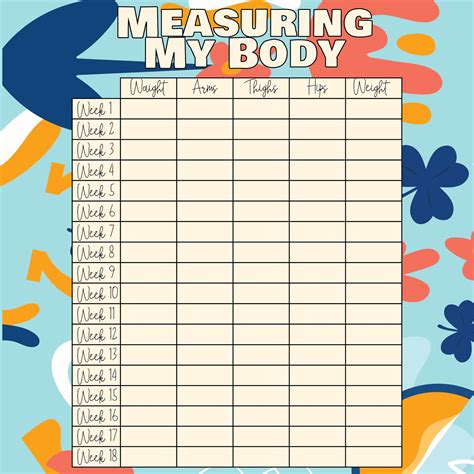 7 Best Images Of Printable Measurement Chart Weight Loss Printable