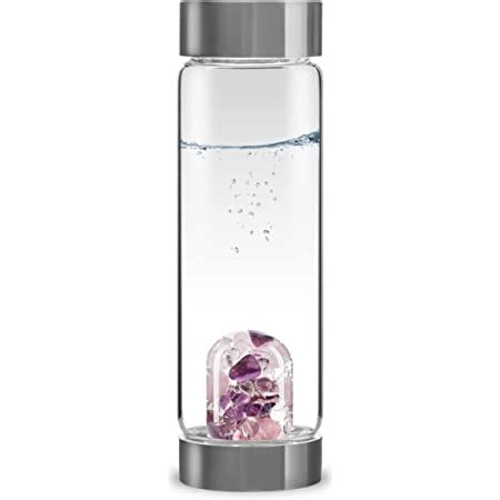 Amazon Com VitaJuwel ViA WELLNESS Crystal Water Bottle With Amethyst Rose Quartz Clear