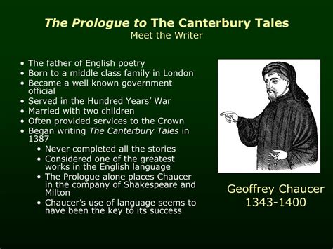 Ppt The Prologue To The Canterbury Tales By Geoffrey