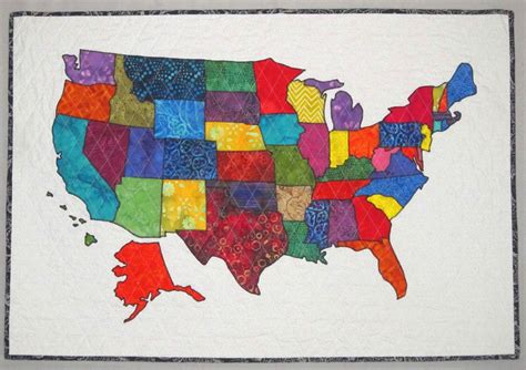 Usa Patchwork Map Quilt Pattern From Quilts By Elena Full Etsy Map