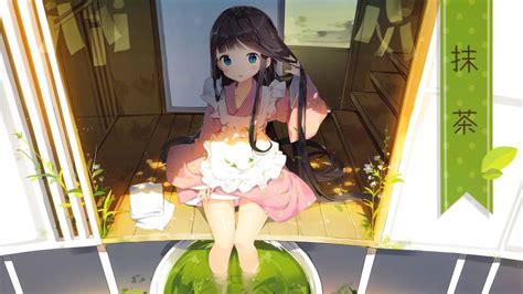 Lovely Girl Green Tea Anime Wallpaper Anime Wallpaper Better