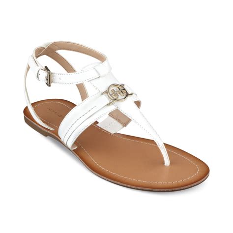 Tommy Hilfiger Womens Lorine Flat Thong Sandals In White Lyst