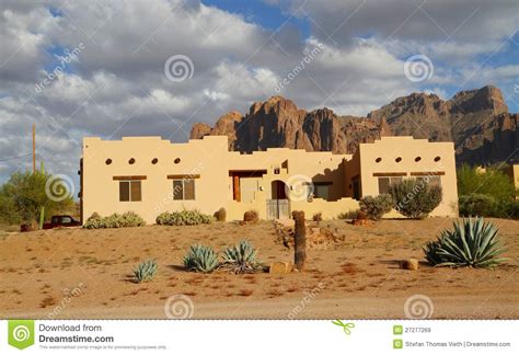Usa Arizona Adobe House In A Desert Royalty Free Stock