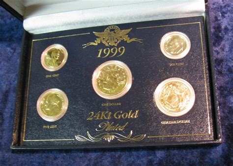 483 1999 24kt Gold Plated Five Piece Set Of Coins