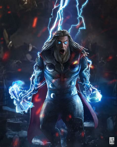 Thor With Mjolnir And Stormbreaker Jackson Caspersz Marvel Thor