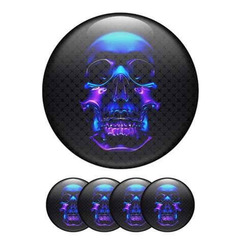 Skull Center Hub Dome Stickers Purple Face Wheel Emblems Stickers