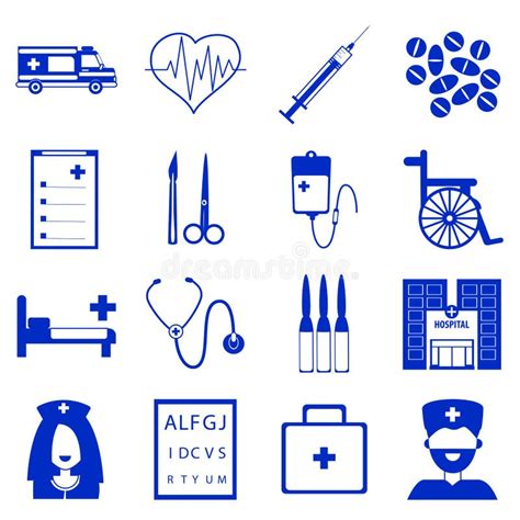 Vector Set Of Medical Icons With Blue Fill Stock Illustration