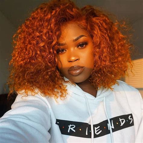 Orange Curly Bob Ginger Hair Color Natural Hair Styles Dyed Natural