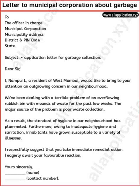 Write A Letter To Municipal Corporation About Garbage 4 Tips And 2 Example