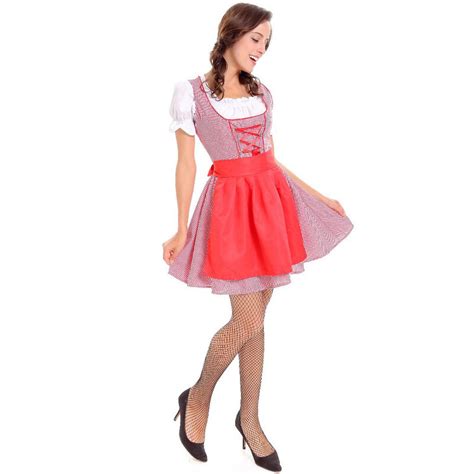 women s red german oktoberfest dirndl dress costumes bavarian pkaway