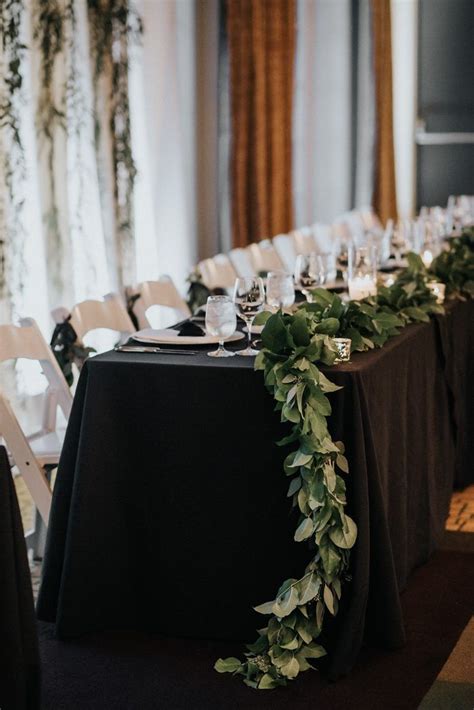Adding To The Dark Aesthetic Of This Wedding The Reception Features Long Tables With Bla