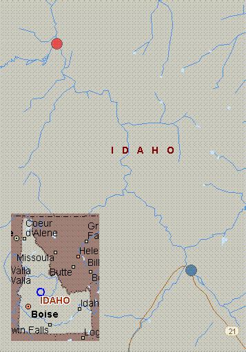 Map For Marsh Creek Idaho White Water State Highway 21