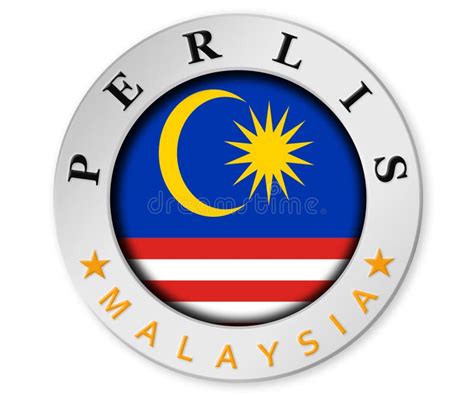 Silver Badge With Perlis And Malaysia Flag Stock Illustration