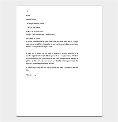 Character Reference Letter For Bank New Sample Bank Reference Letter