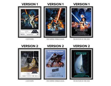 Star Wars Original Trilogy Poster Set 1977 1983 Retro Movie Poster