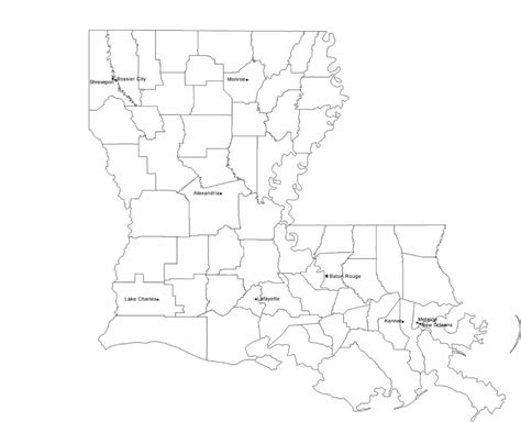 Map Of Louisiana Cities With City Names Free Download