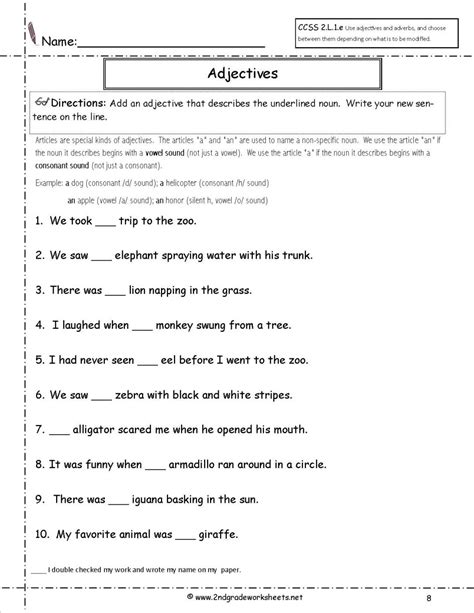 5th Grade Grammar Worksheet
