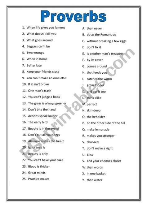 Proverbs Esl Worksheet By Christinepedro