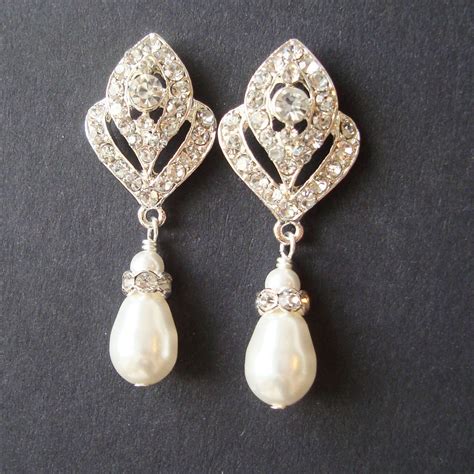 Wedding Jewelry Art Deco Bridal Earrings Pearl Wedding