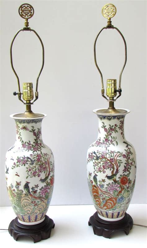 Vintage china figurine lamps, french musketeer & country maid in pink & bluevintage china figurine lamps vintage china figurine lamp, cinderella's coach hand painted porcelain boudoir lamp. Pair Chinoiserie Porcelain Lamps Pagoda shades Chinese ...