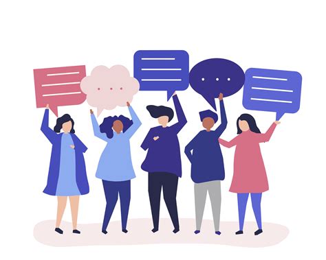 Character Illustration Of People Holding Speech Bubbles Download Free