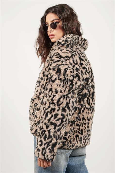 Tobi Faux Fur Coats Womens Warm Me Up Multi Leopard Print Faux Fur