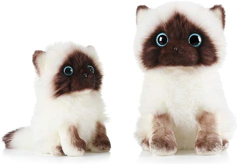 Simulation Siamese Cat Plush Toy Blue Sequins Eyes Cat Plush Doll Brown
