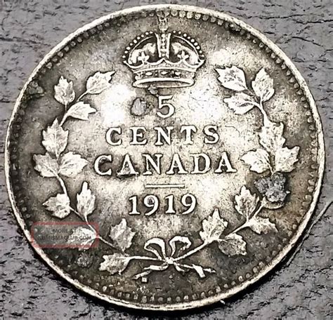 1919 Canada Nickel 92 5 Silver 5 Cents Km 22 Combined Sh