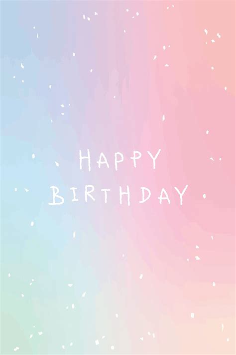 White Happy Birthday Typography On Pastel Background Vector Premium