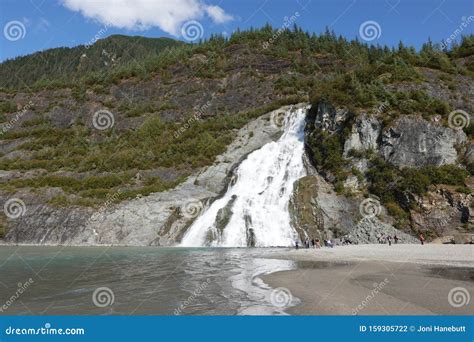 Nugget Falls Waterfall At Mendenhall Glacier In Juneau Alaska Stock