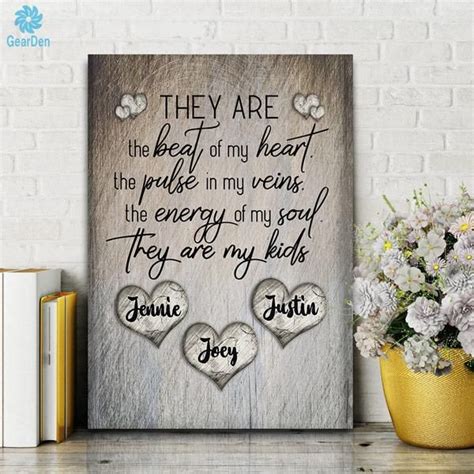 Personalized They Are The Beat Of My Heart Premium Rustic Canvas