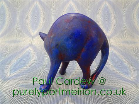 Paul Cardew Design Cool Catz Scared Blue Raku Pcd27