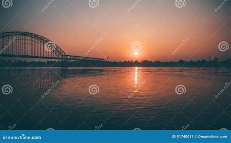 Sunrise Over Bridge Stock Image Image Of Delhi Catches 91740011